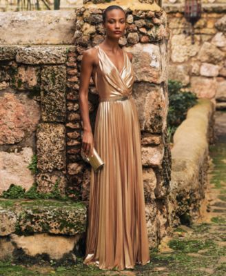 ラルフローレン★Belted llic Chiffon Surplice Gown Lauren Ralph Lauren Women's Belted Metallic Chiffon Surplice