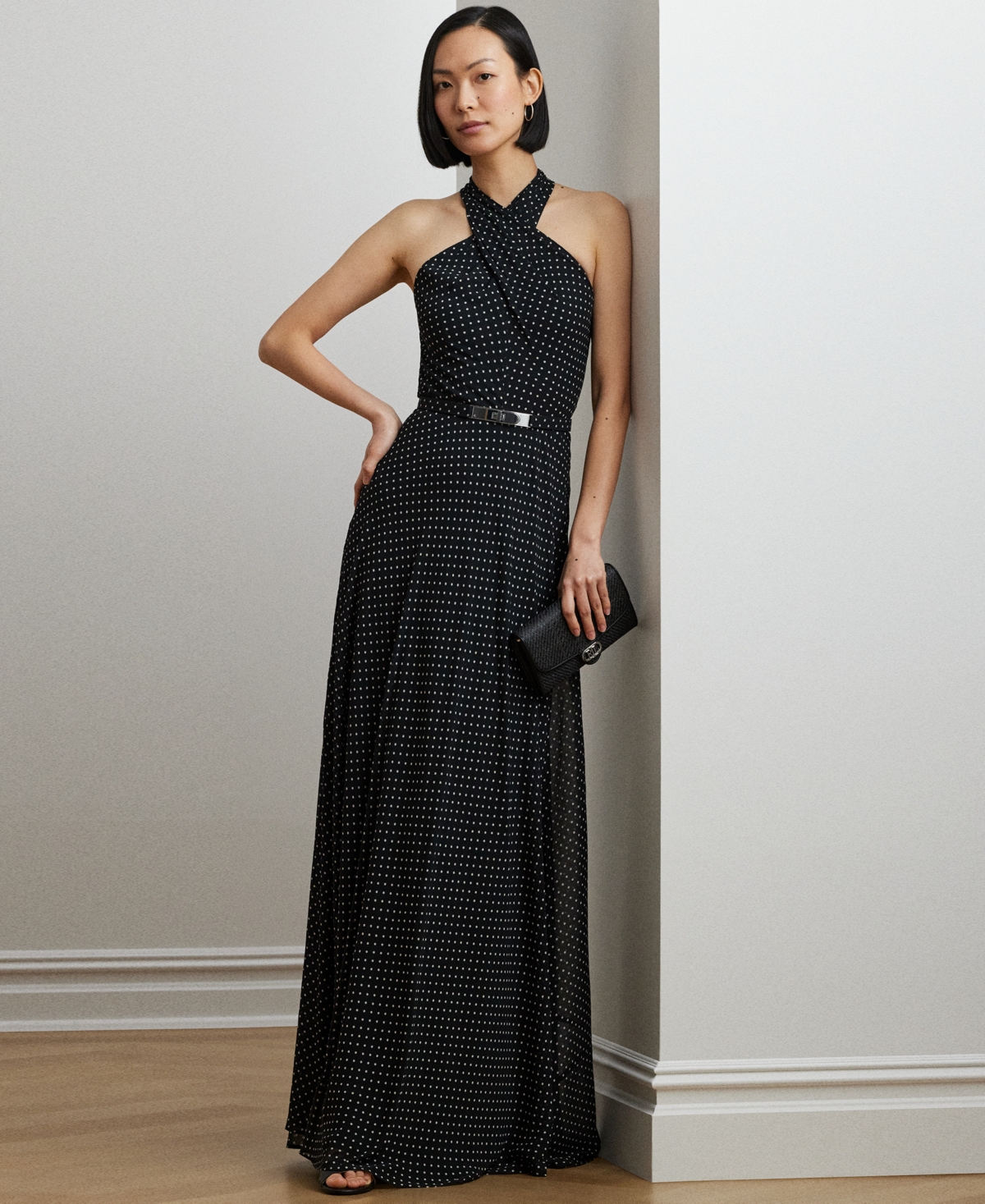 Ralph Lauren Black Lefora Sleeveless Dress In Black,cream