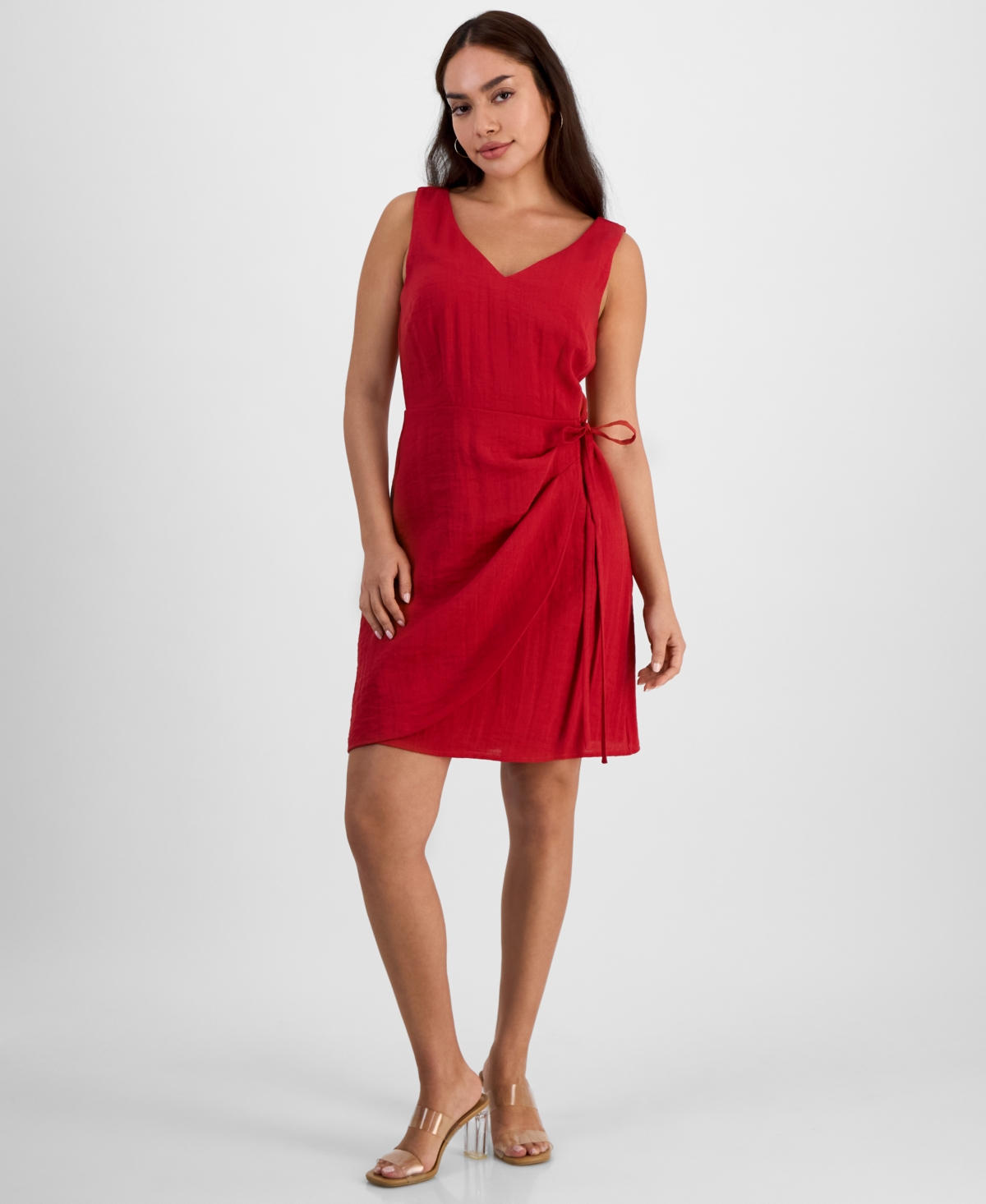 SAM EDELMAN WOMEN'S FAUX-WRAP SLEEVELESS MINI DRESS 