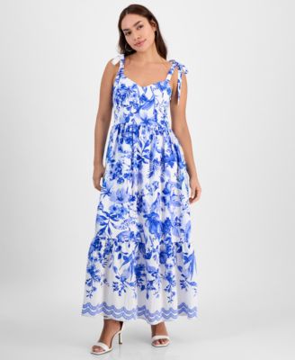 Sam Edelman - Women's Floral Tie-Strap Corset Maxi Dress