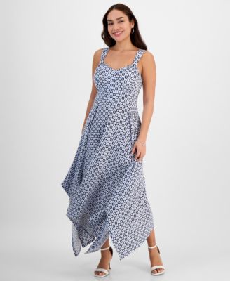 JAMIE & LAYLA - Petite Printed Knot-Strap Shark-Bite Maxi Dress