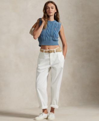 Polo Ralph Lauren Women's Cable-Knit Cotton Cropped Sweater