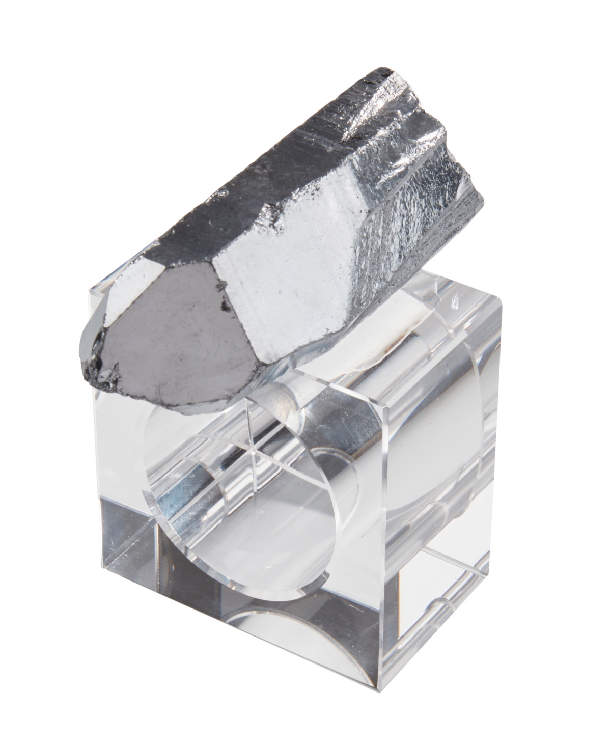 Saro Lifestyle Luxe Quartz Napkin Ring, Set Of 4 In Silver