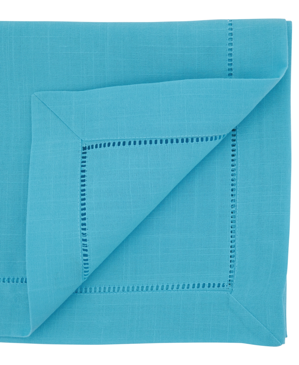 Saro Lifestyle Hemstitched Border Table Runner, 16" X 54" In Turquoise