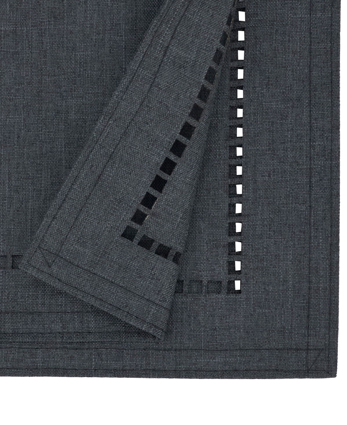 Shop Saro Lifestyle Laser-cut Hemstitch Table Runner, 14" X 90" In Black