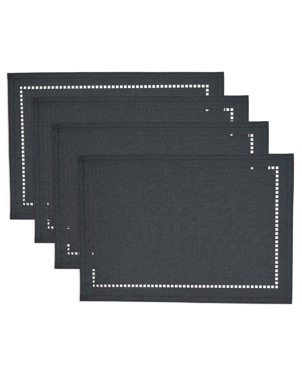 Saro Lifestyle Laser-cut Hemstitch Placemat, Set Of 4 In Black