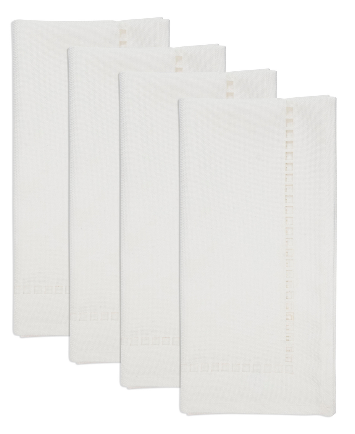 Saro Lifestyle Laser-cut Hemstitch Napkin, Set Of 4 In White