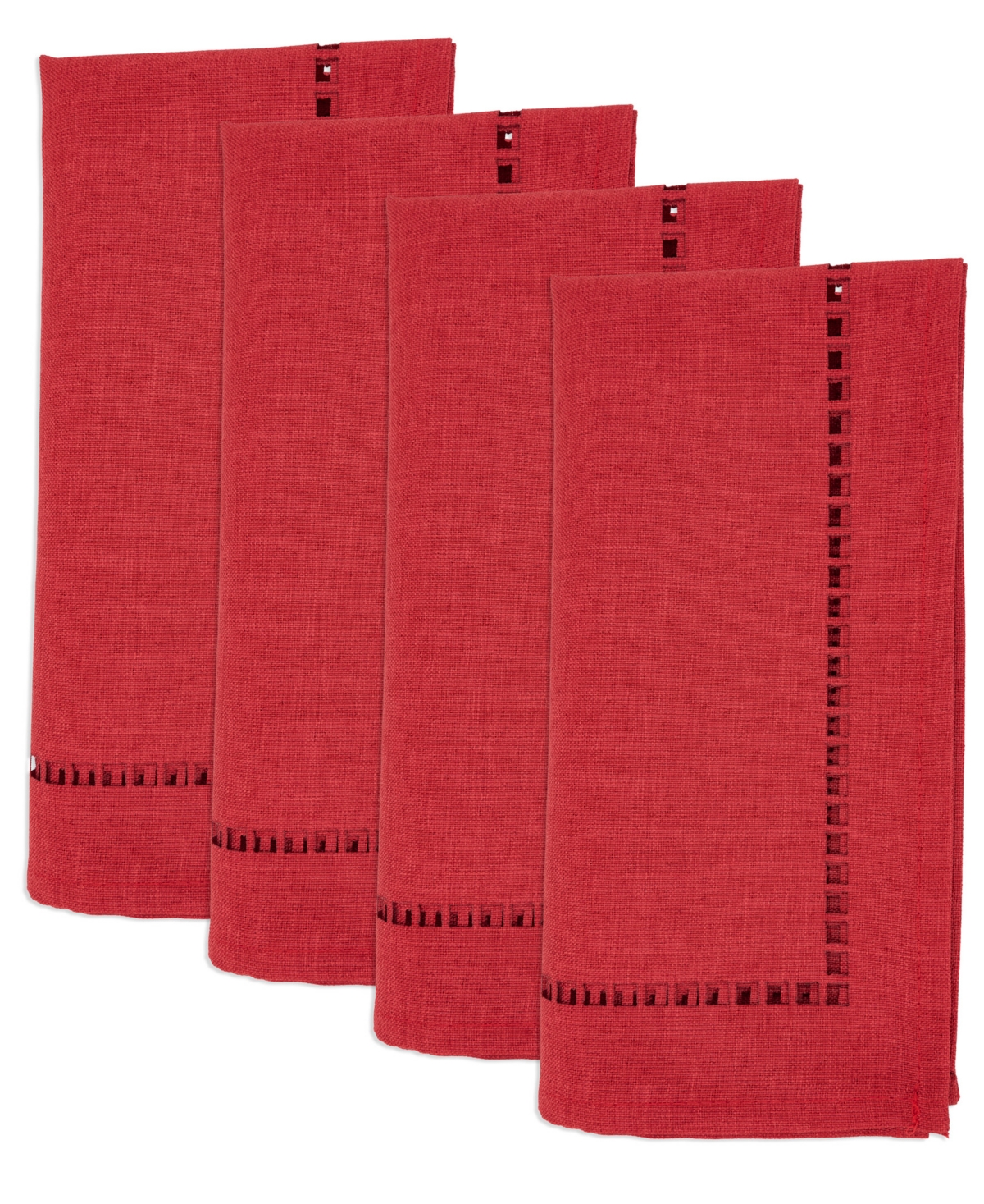 Saro Lifestyle Laser-cut Hemstitch Napkin, Set Of 4 In Red
