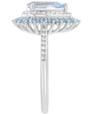 EFFY&reg; Aquamarine (1-3/8 ct. t.w.), Blue Topaz (3/8 ct. t.w.) & Diamond (5/8 ct. t.w.) Ring in 14k White Gold