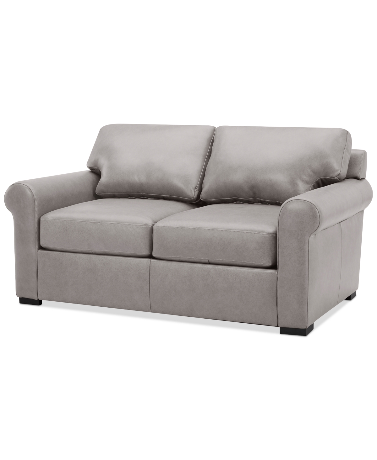 Macy's Radley 61" Leather Roll Arm Loveseat, Exclusively At  In Ash