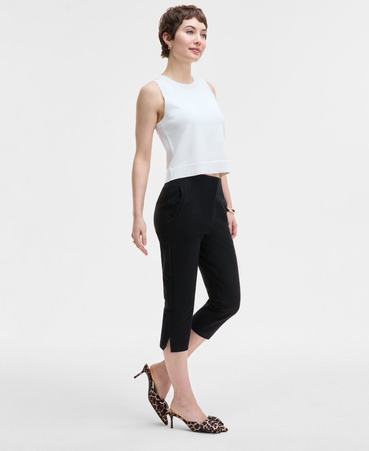 Women's Mid Rise Stretch Capri Pants, Exclusively at Macy's - Deep Black