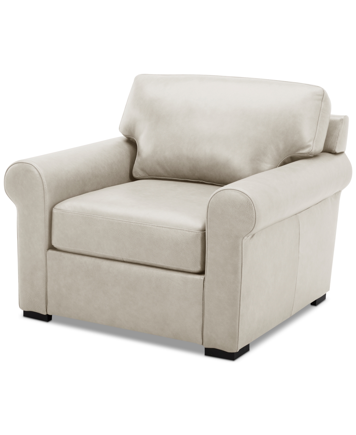 Macy's Radley 38" Leather Roll Arm Chair, Exclusively At  In Coconut Milk