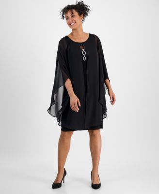 Connected - Women's Embellished Keyhole Chiffon Overlay Sheath Dress