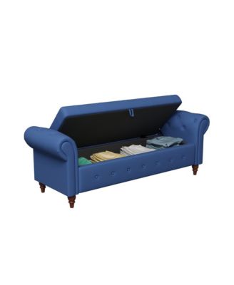 Upholstered Storage Bench with Rolled Arms