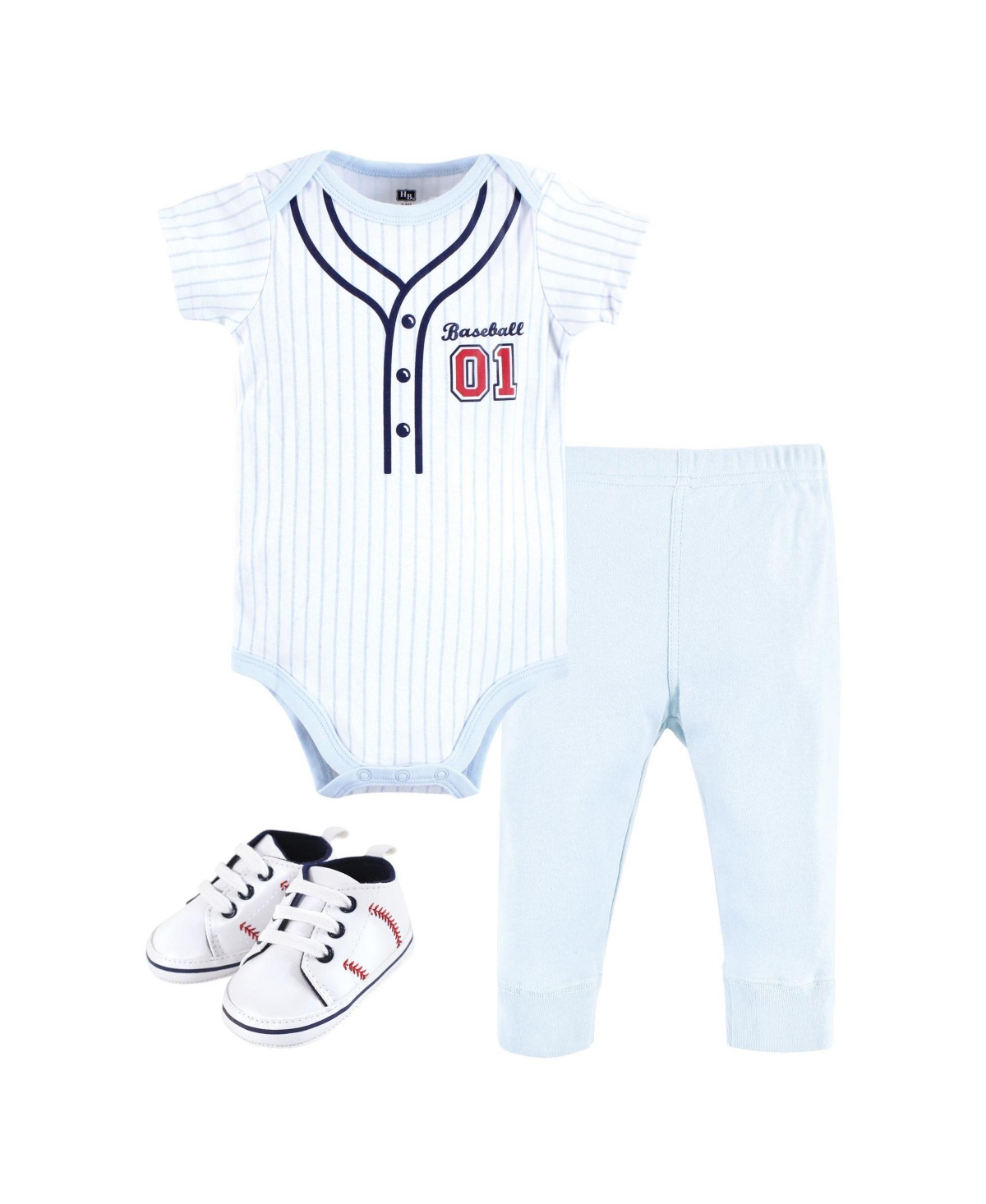 Hudson Baby Baby Boys Hudson Cozy Cotton Outfit Collection - Lt blue baseball