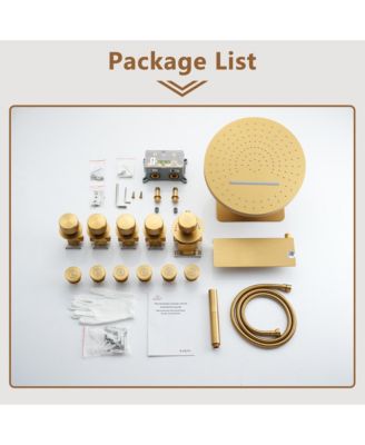 4 Functions DIY Shower Faucet Set Free Combination Main Body Ceiling Rain Shower Head with Handheld Shower and Side Body Jets, Matte Black