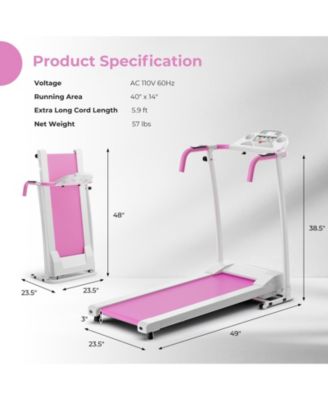 Foldable Treadmill, Freestanding Easy Assembly Folding Treadmill with 12 Preset Programs, LCD Monitor, Built-in Wheels & Pulse Sensor, Portable Compact Running Machine for Small Space