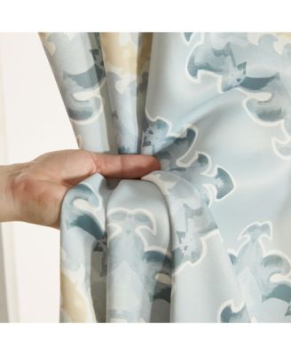 Liam Ogee Ikatt Damask Patterned Window Grommet Curtains Bedroom - Light Blocking Darkening Window Panels, Set of 2 (Grey, 52 W x 96 L)