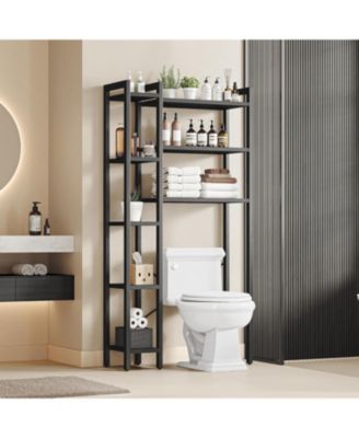 Over The Toilet Storage with 8-Titer Shelf, Mass-Storage Side Storage Open Rack