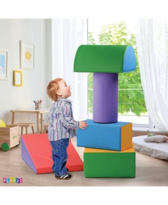 Play22usa Climb And Crawl Activity Play Set - 5 Piece Soft Zone Climbing Blocks Lightweight Foam Shape Toy