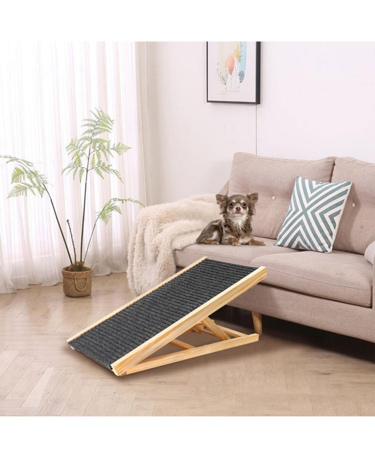 Pet Ramp for Small Dogs with Non-Slip Rubber Surface - Natural wood