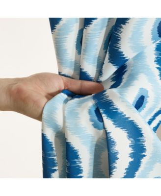 Tanner Ogee Ikatt Damask Patterned Window Grommet Curtains Bedroom - Light Blocking Darkening Window Panels, Set of 2 (Blue, 37 W x 84 L)