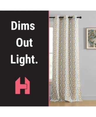 Tanner Ogee Ikatt Damask Patterned Window Grommet Curtains Bedroom - Light Blocking Darkening Window Panels, Set of 2 (Taupe/Grey, 37 W x 84 L)