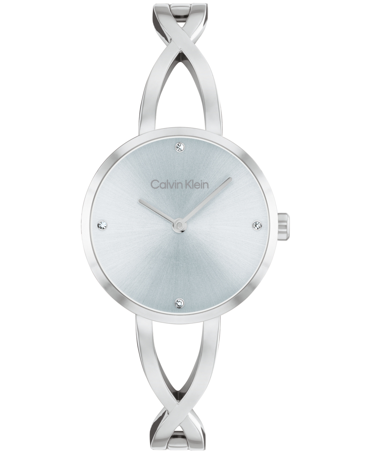 Calvin Klein Women's Sculpted Embrace Silver Tone Stainless Steel Bracelet Watch, 28mm In Silver