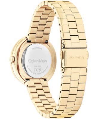 Women's Twisted Bezel Gold Tone Stainless Steel Bracelet Watch, 34mm