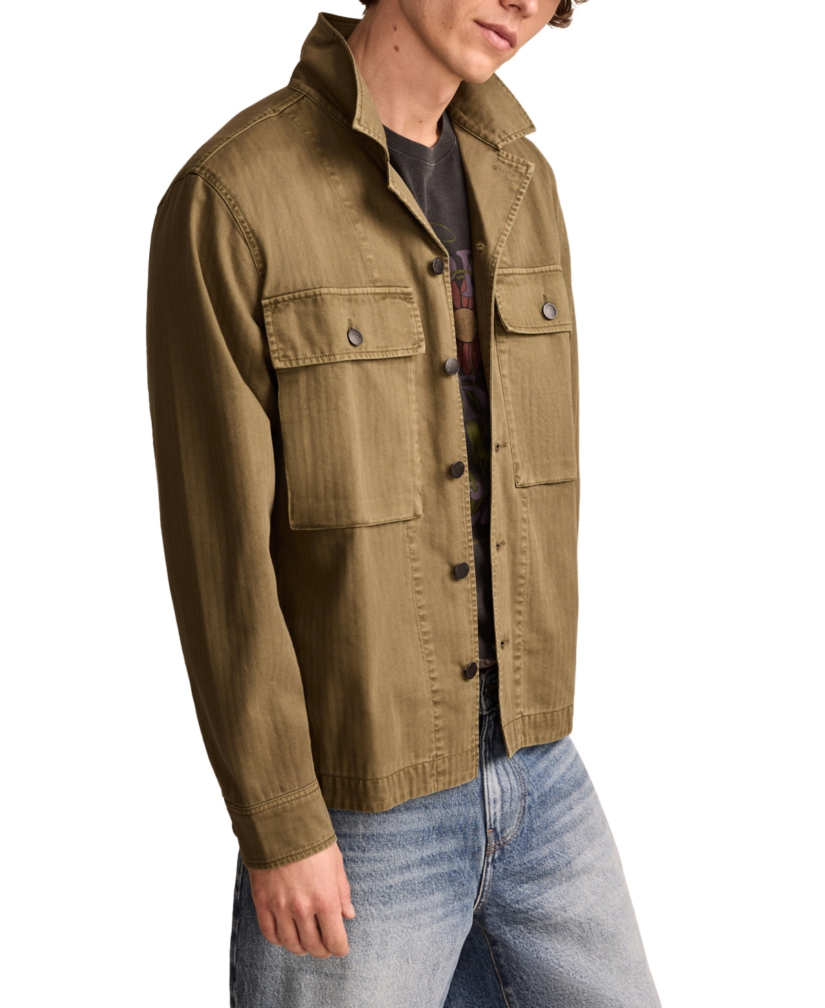 Lucky Brand Men's Military Shirt Jacket In Deep Lichen Green