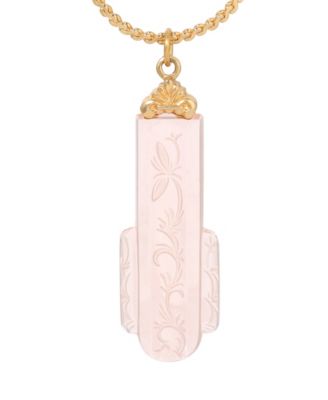 Art Deco Style Etched Glass Pendant Necklace