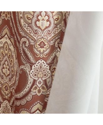 Messina Paisley Damask Patterned Back Tab Rod Pocket Curtains - Light Blocking Darkening Window Panels, Set of 2 (Spice Red, 52 W x 84 L)