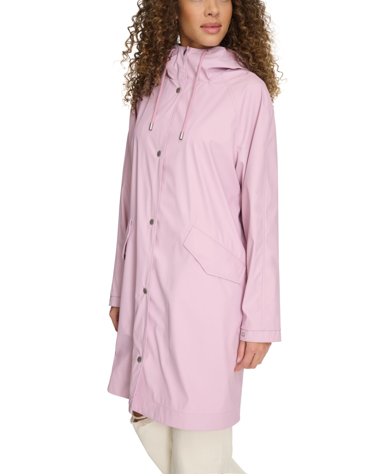 Plus Size Raglan-Sleeve Hooded Rain Jacket