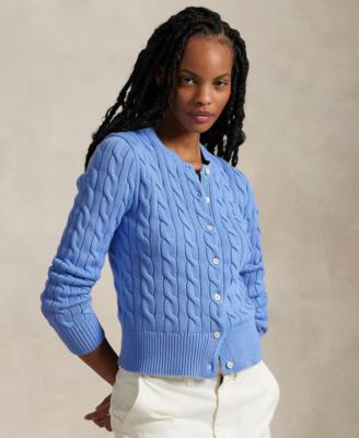 Polo Ralph Lauren - Women's Cable-Knit Cotton Crewneck Cardigan Sweater