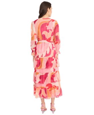 Women's Floral-Print Belted Tiered Shirtdress