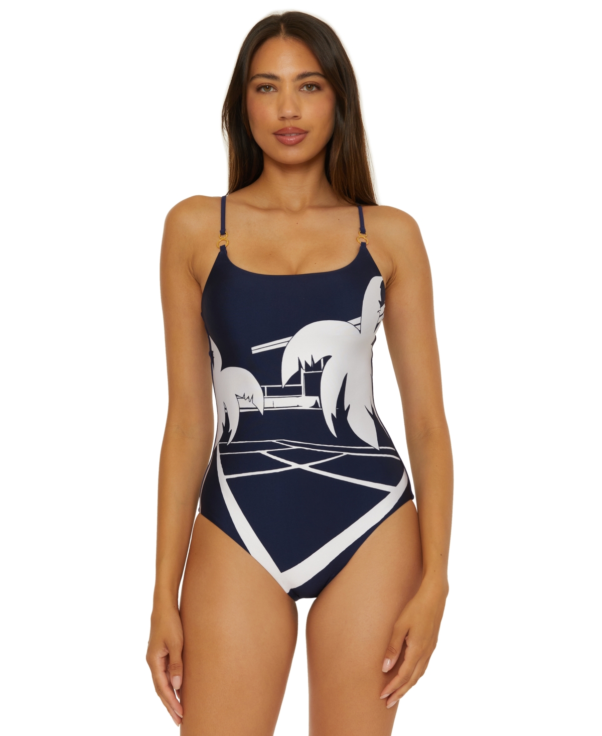 Women's Printed One-Piece Swimsuit - Ink