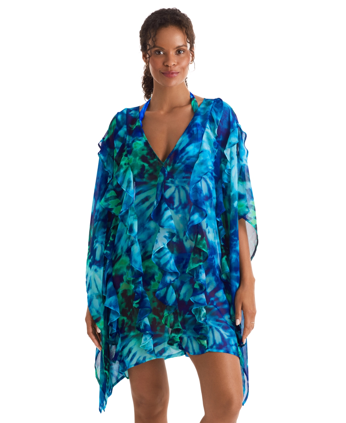 Women's Breeze Chiffon Poncho Cover-Up - Saltwater Tie Dye