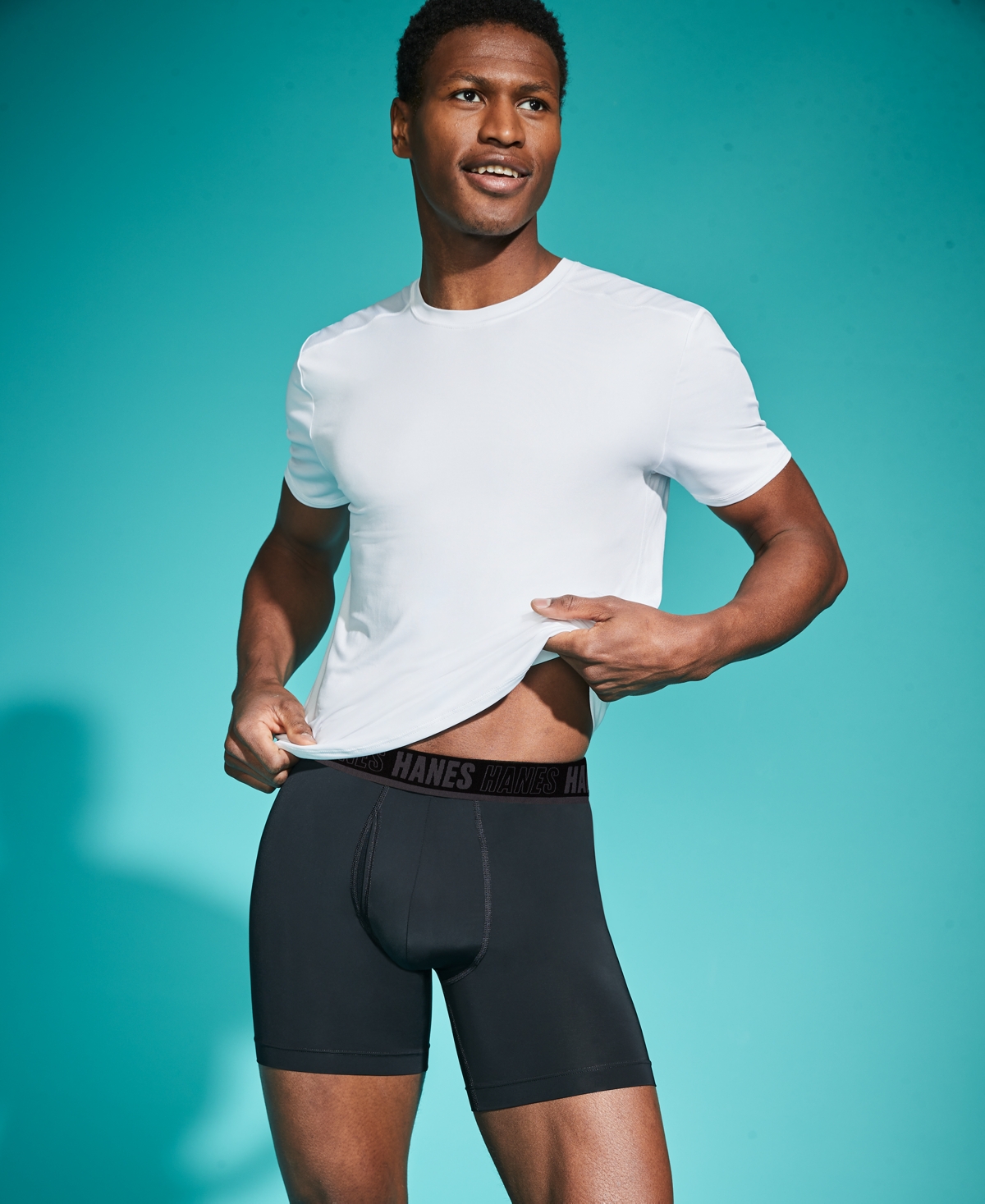 Hanes Men's 4pk. Ultimate Moves Boxer Brief Logo Underwear In Teal,grey,black