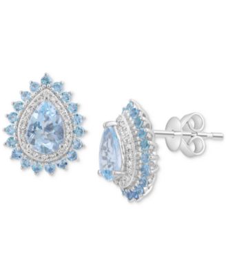 EFFY Collection - Aquamarine (1-3/8 ct. t.w.), Blue Topaz (5/8 ct. t.w.) & Diamond (5/8 ct. t.w.) Stud Earrings in 14k White Gold