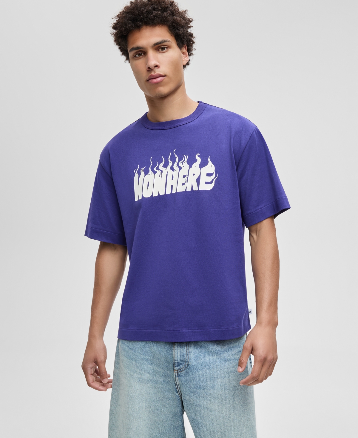 Men's Nowhere Relaxed-Fit Graphic T-Shirt, Macy's Exclusive - Violet Glow