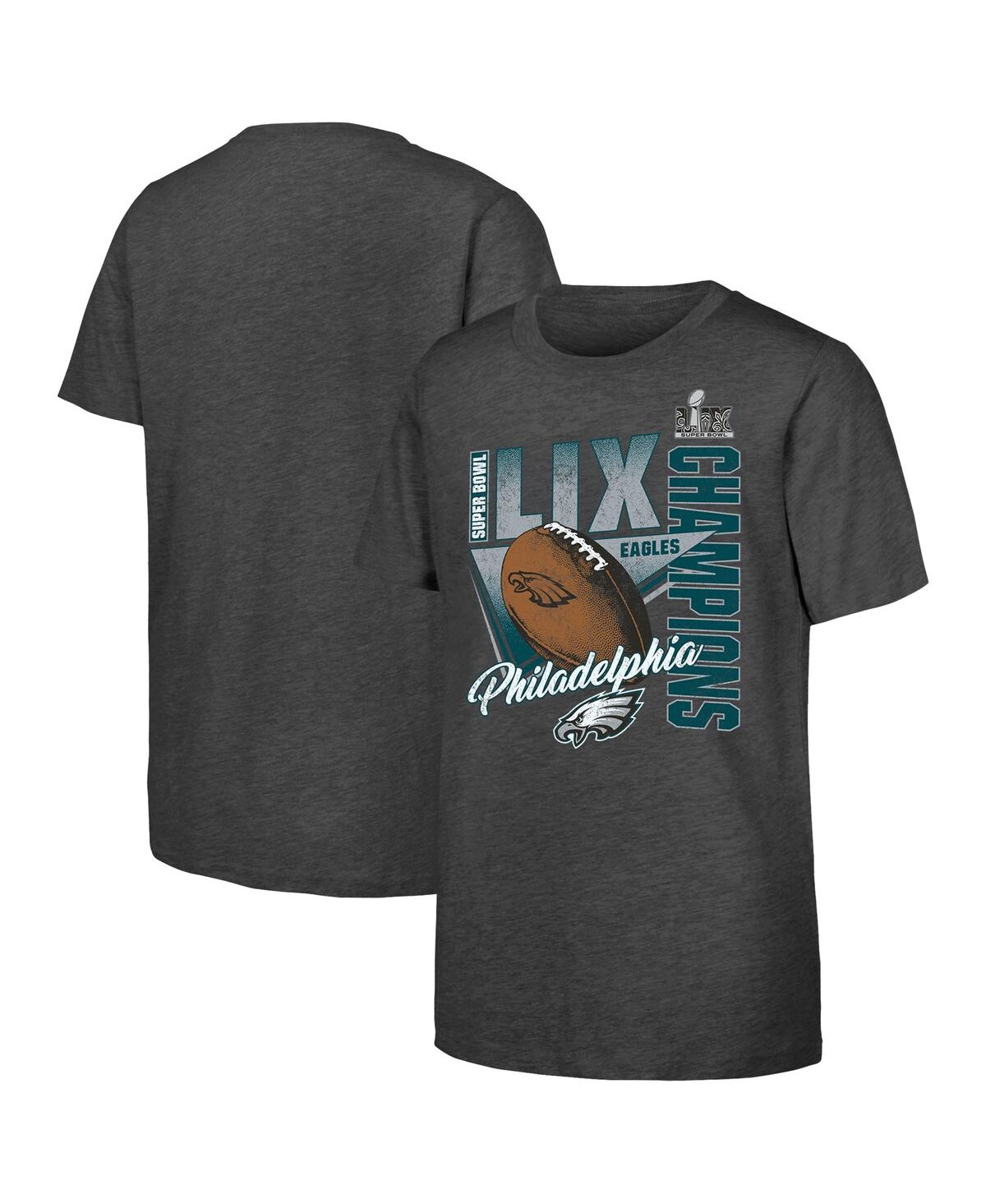 Fanatics Big Boys And Girls Heather Charcoal Philadelphia Eagles Super Bowl Lix Champions Own The Moment Tri- In Heather Charcoal