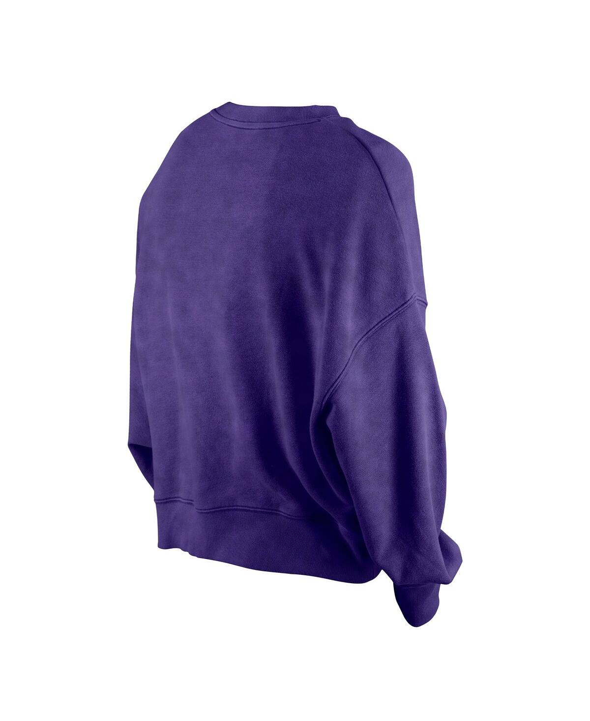 NEW ERA WOMEN'S PURPLE LOS ANGELES LAKERS HARDWOOD CLASSICS ENZYME WASH OVERSIZED BOXY PULLOVER SWEATSHIRT 