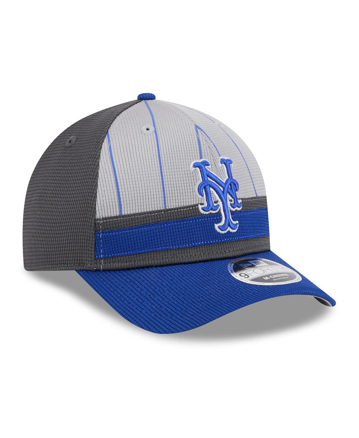 New Era Men's Gray/royal New York Mets 2025 Batting Practice 9forty M-crown Adjustable Hat In Gray,royal
