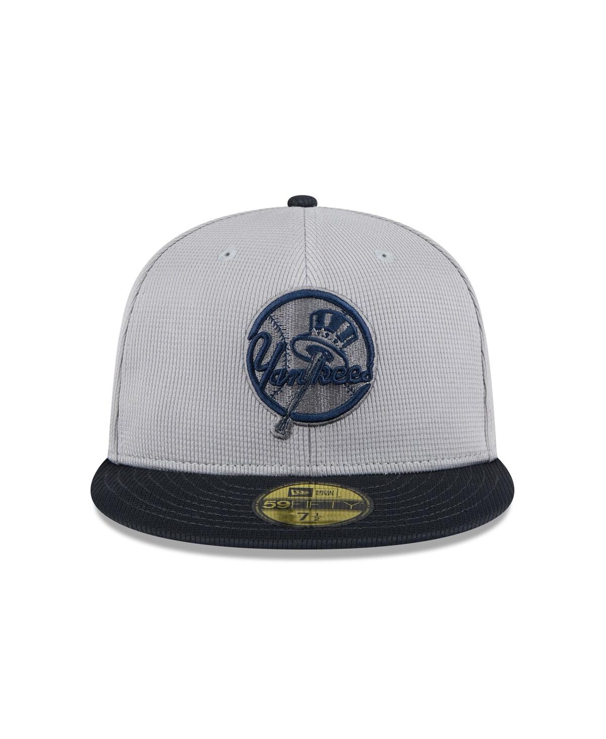 New Era Men's Gray/navy New York Yankees 2025 Batting Practice 59fifty Fitted Hat In Gray,navy
