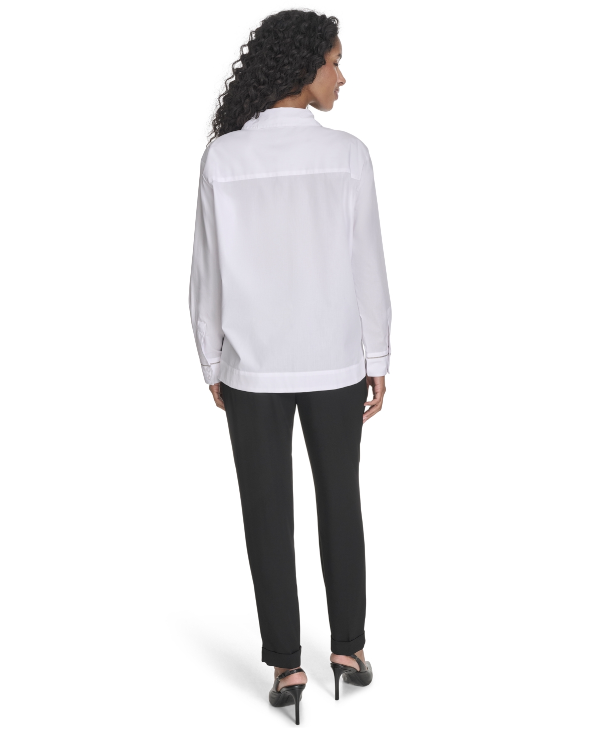 Calvin Klein Women's Collared Button-front Cotton Shirt In White