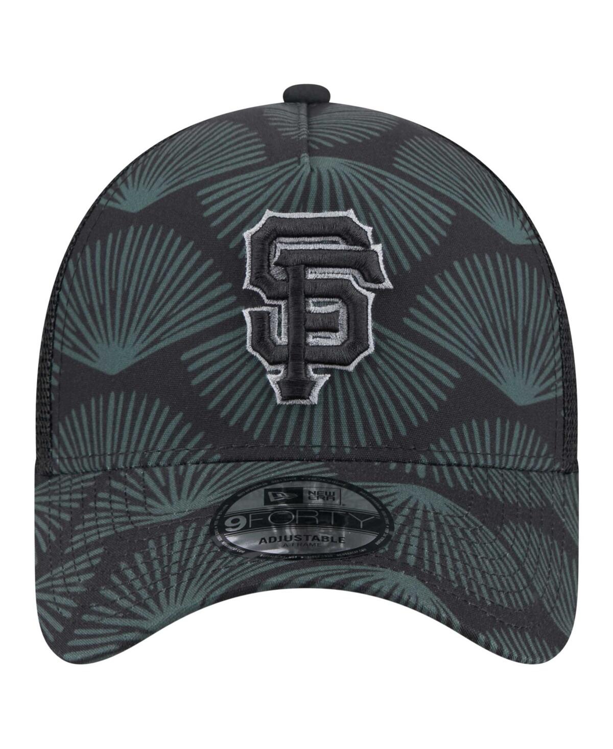New Era Men's Black San Francisco Giants 9forty A-frame Trucker Adjustable Hat In Black