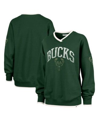 '47 Brand - Women's Hunter Green Milwaukee Bucks Rise Wax Pack Daze '80s Oversize Pullover Sweatshirt