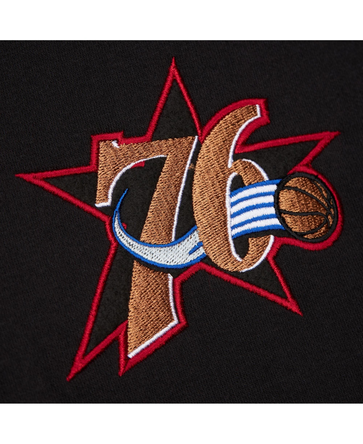 Mitchell & Ness Black Philadelphia 76ers Hardwood Classics Blackout Collection Pullover Hoodie In Black