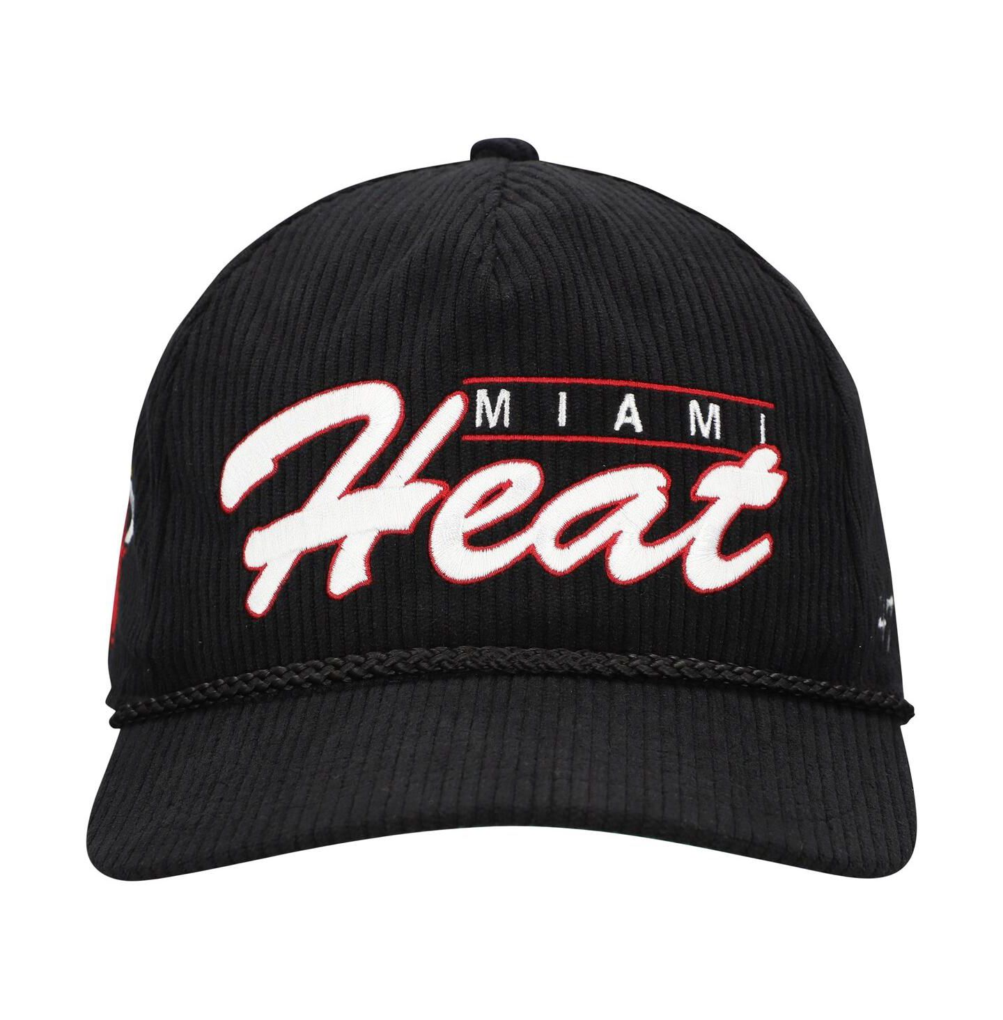Мужская кепка '47 Brand Black Miami Heat Double Header Sidepatch Cord Hitch Adjustable Hat — фото 3