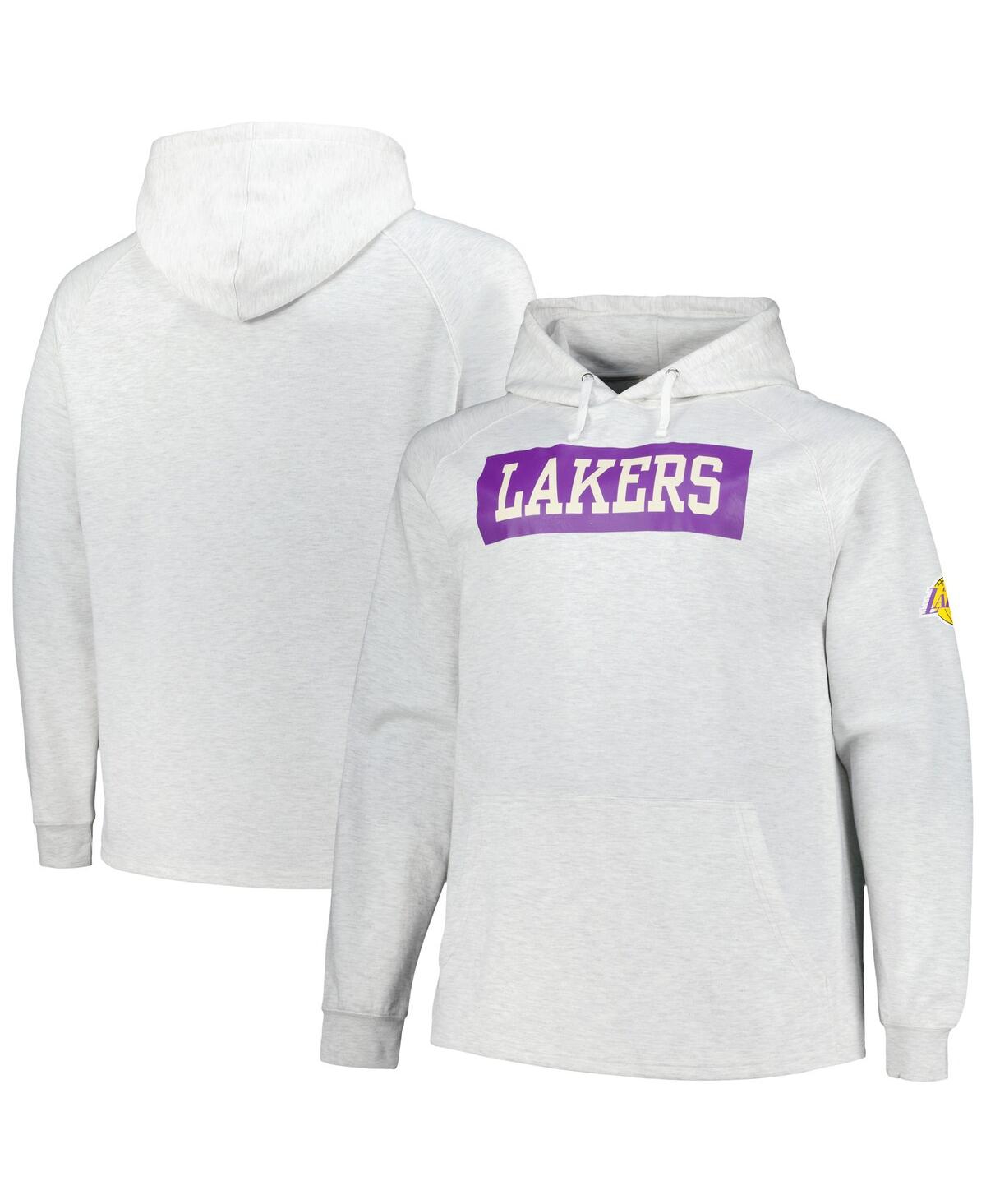 Fanatics Men's Ash Los Angeles Lakers Soft Hand Raglan Tri-blend Pullover Hoodie In Ash